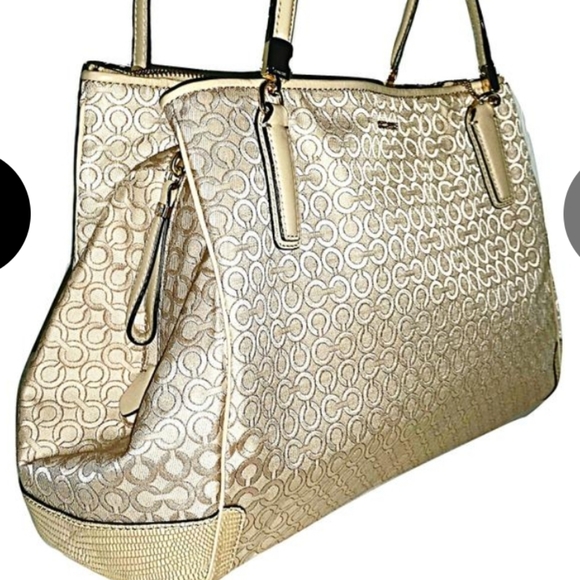 Coach Madison Op Art Pearlescent Fabric Carryall Shoulder Bag 30681 - Picture 2 of 16